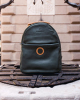 GLOBETROTTER - Full-grain Leather Backpack - British Green/Tan