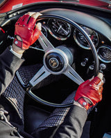 AUTHENTIC RACE MK2 - Fingerless Leather Driving Gloves - Red/Black
