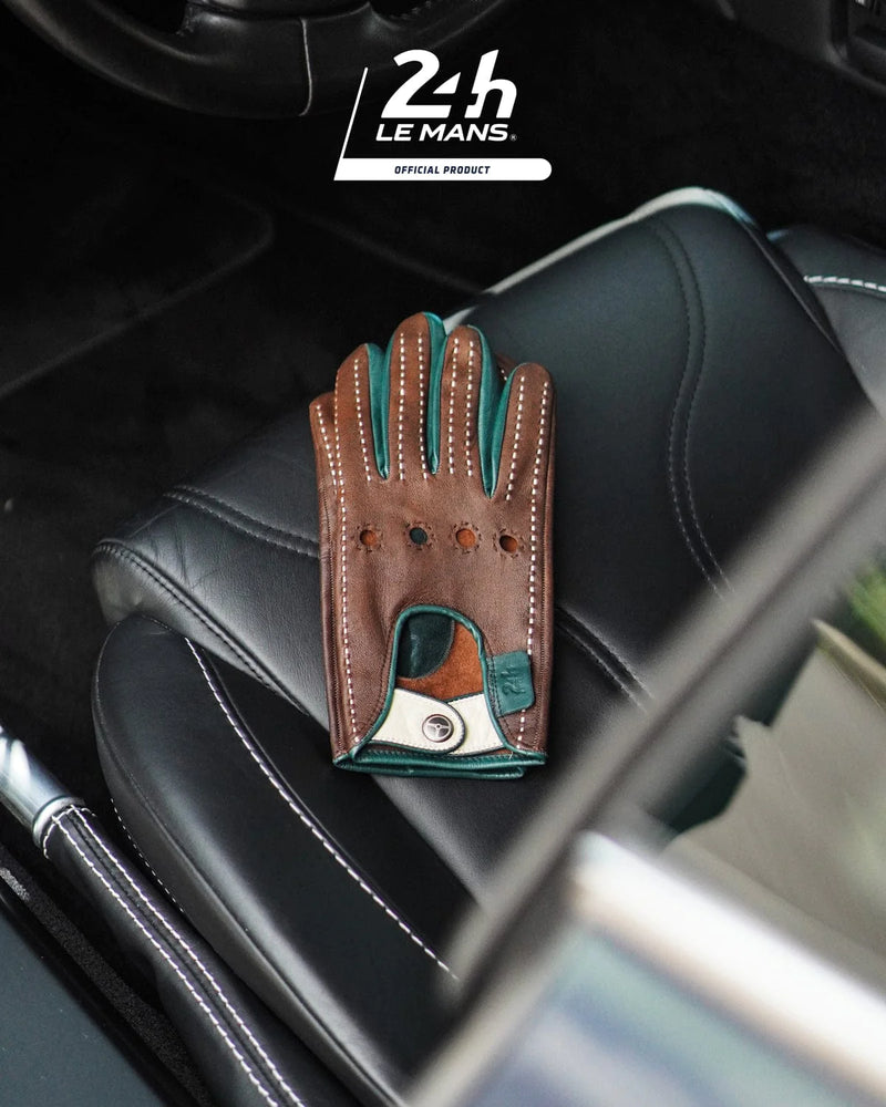 Centenary 24 Hours of Le Mans - Driving Gloves - Heritage Brown/British Green/Ivory