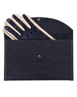 GRAN TURISMO - Leather and Cotton Crochet Driving Gloves - Navy/Cream