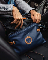 THE OUTLIERMAN document cases GLOBETROTTER - Full-grain Leather Document Case - Blue/Tan