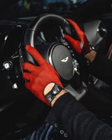 THE OUTLIERMAN gloves BAD ONE - Perforated Suede Driving Gloves - Red/Black