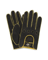 THE OUTLIERMAN gloves POWERSLIDE - Perforated Suede Driving Gloves - Dark Grey/Yellow