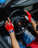 THE OUTLIERMAN gloves TERTRE ROUGE 24 Heures du Mans - Fingerless Driving Gloves - Racing Red/Italy White/Tour de France Blue