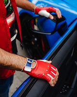 THE OUTLIERMAN gloves TERTRE ROUGE 24 Heures du Mans - Fingerless Driving Gloves - Racing Red/Italy White/Tour de France Blue