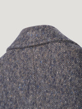 Navy Herringbone Wool Reefer Jacket