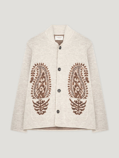 Natural Single Breasted Paisley Jacket