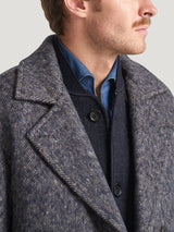 Navy Herringbone Wool Reefer Jacket