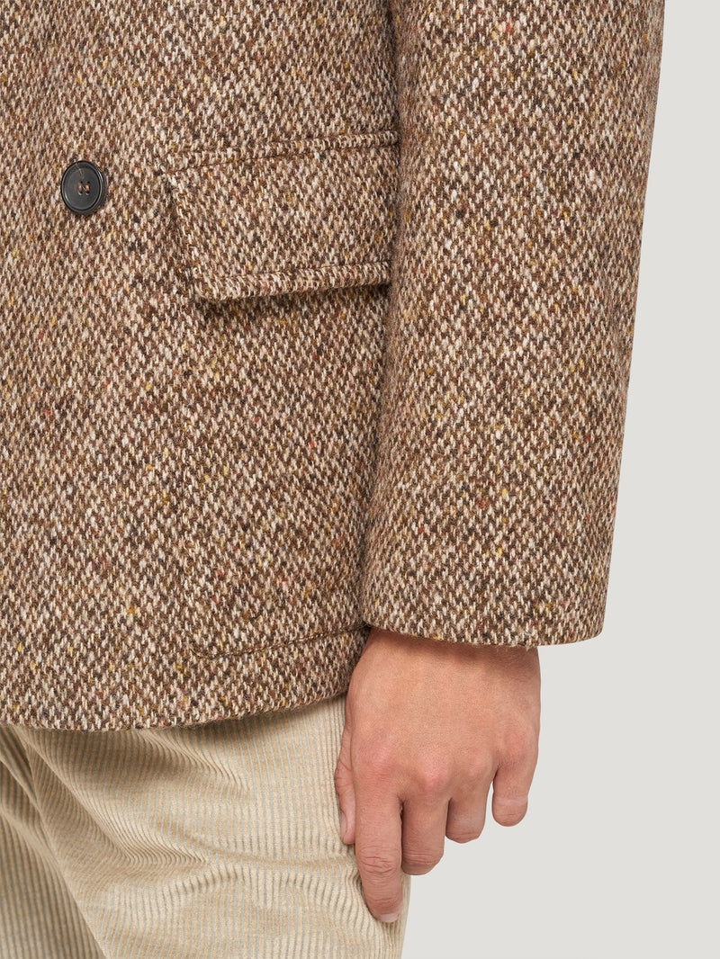 Brown Donegal Wool Reefer Jacket