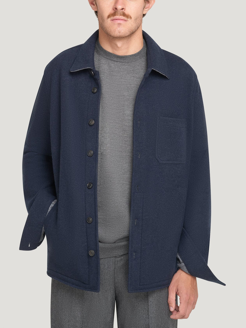 Navy Double Faced Cashmere Over Shirt