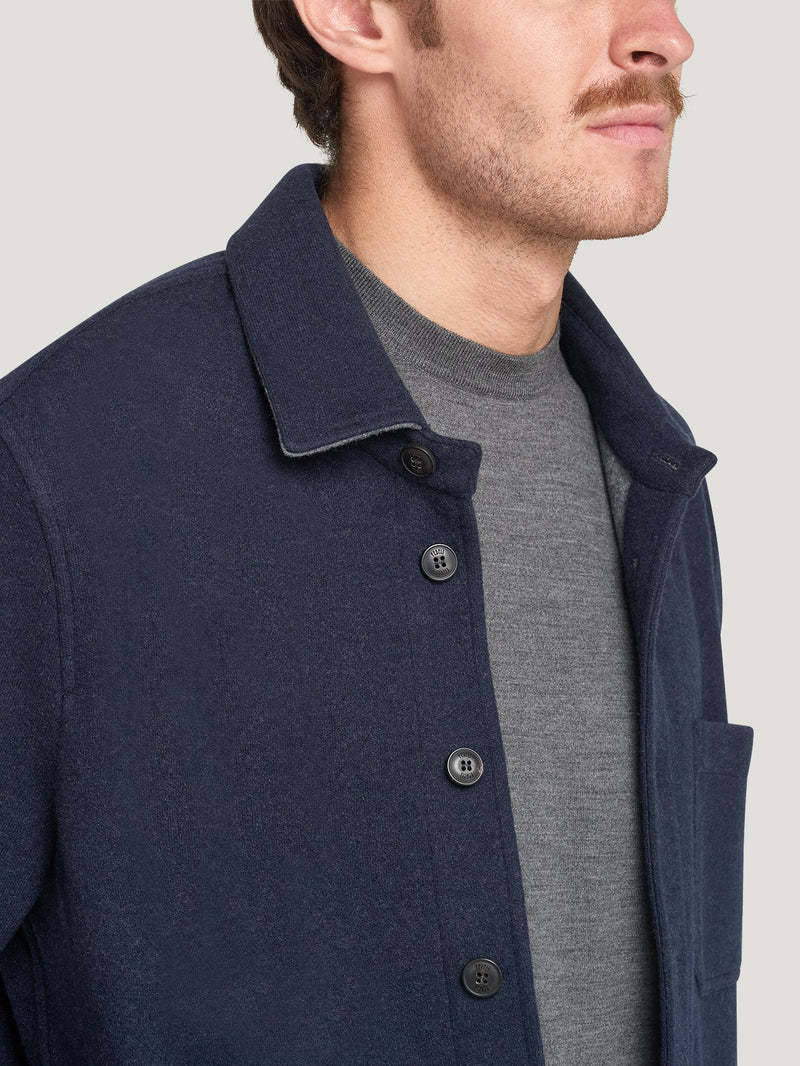 Navy Double Faced Cashmere Over Shirt