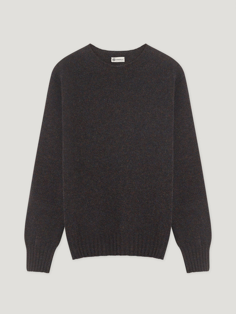 Brown Shetland Crew Neck Sweater