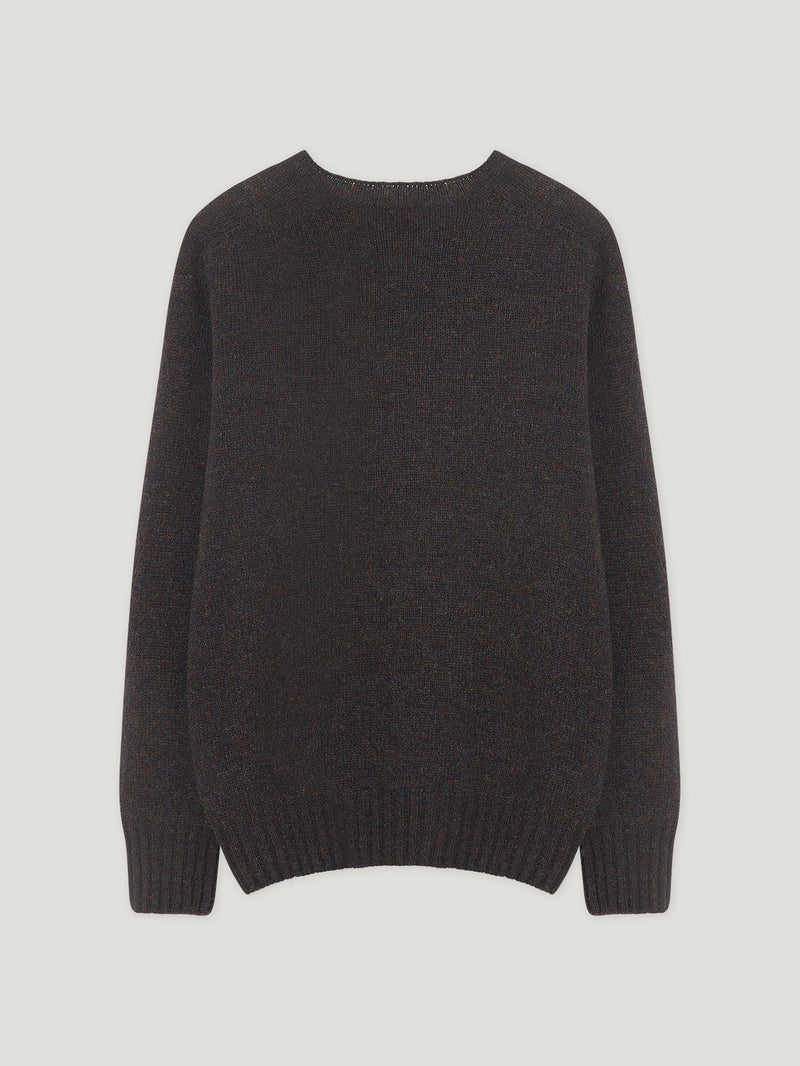 Brown Shetland Crew Neck Sweater