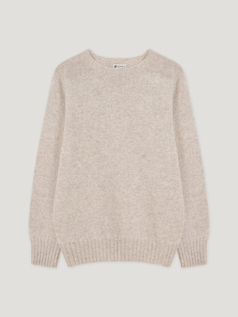 Winter White Shetland Crew Neck Sweater