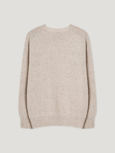 Winter White Shetland Crew Neck Sweater