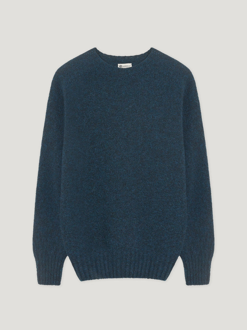 Petrol Shetland Crew Neck Sweater