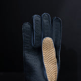 Crochet blue spago driving gloves palm