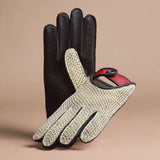 Crochet string back white italian men driving gloves