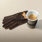 Brown leather suede italian driving gloves