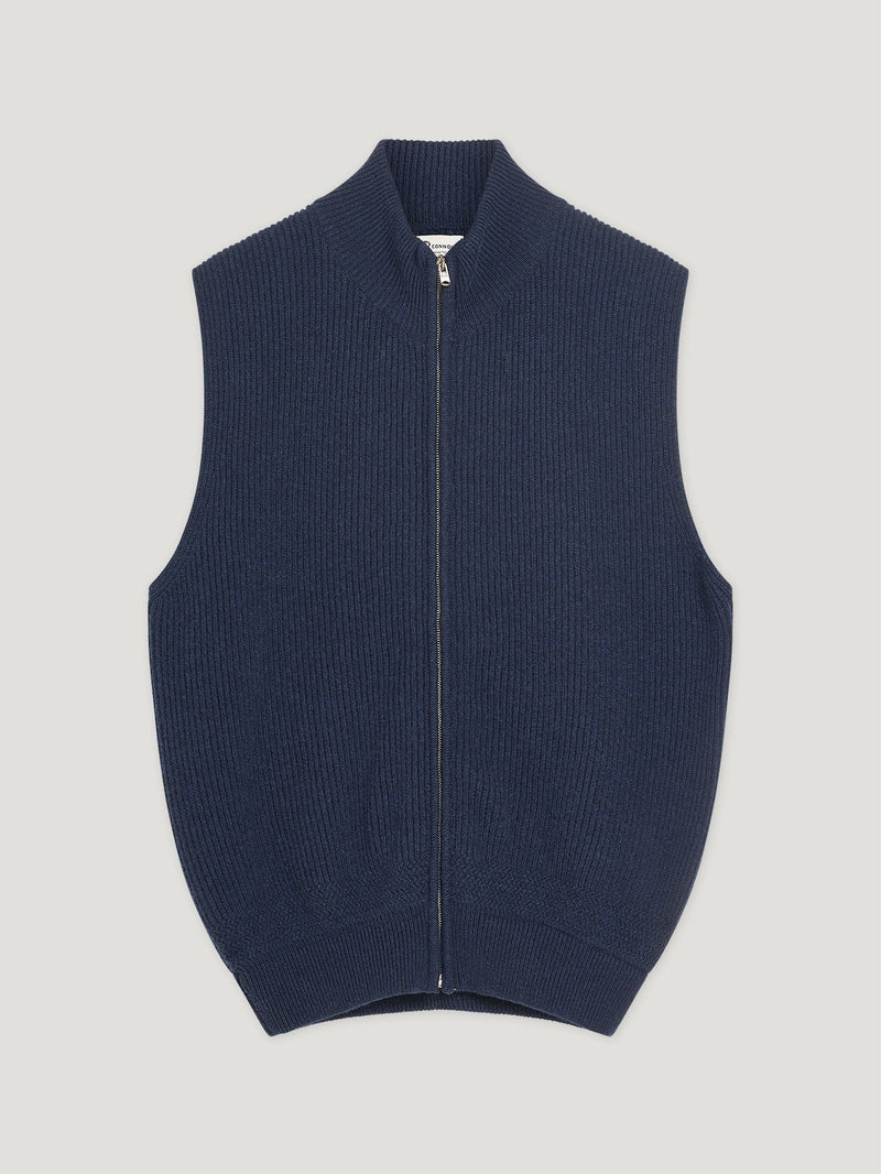 Denim Cashmere Driving Gilet