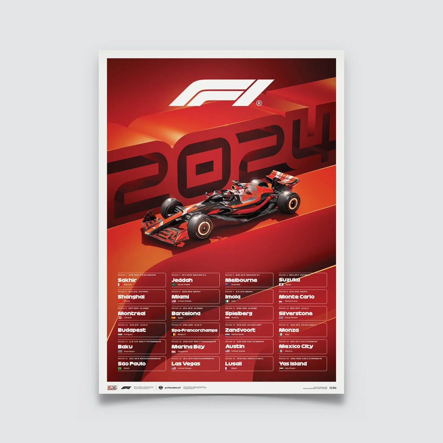 Formula 1 Race Calendar 2025 CD Shop Classic Driver