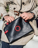 GLOBETROTTER - Full-grain Leather Document Case - Black/Red