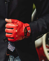 AUTHENTIC RACE MK2 - Fingerless Leather Driving Gloves - Red/Black