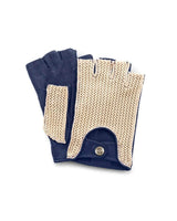 HERITAGE - Fingerless Stringback Driving Gloves - Blue