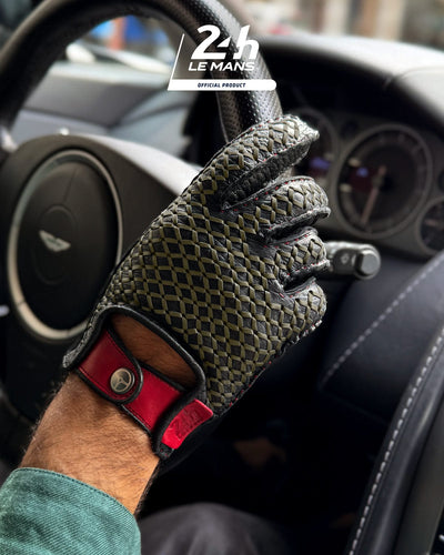 THE OUTLIERMAN gloves VICTORY 24 Hours of Le Mans - Driving Gloves - Hyper Black/Dark Grey/Racing Red