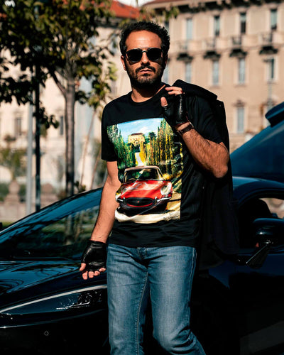 THE OUTLIERMAN t-shirt E-TYPE’S PORTRAIT - T-shirt with silk application - Limited Edition