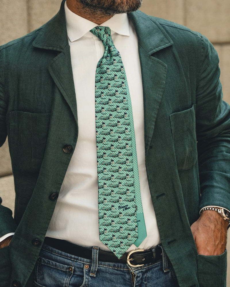 THE OUTLIERMAN ties START | 24 Hours of Le Mans - Silk Tie - Green