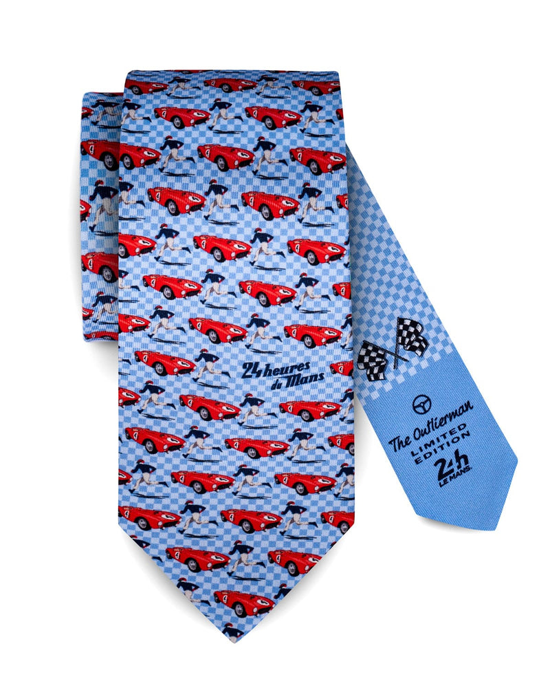 THE OUTLIERMAN ties START | 24 Hours of Le Mans - Silk Tie - Light Blue/Red