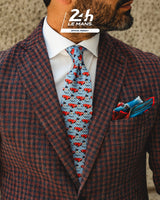 THE OUTLIERMAN ties START | 24 Hours of Le Mans - Silk Tie - Light Blue/Red