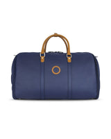 THE OUTLIERMAN weekenders GLOBETROTTER - Full-grain Leather Weekender Garment Bag - Blue/Tan