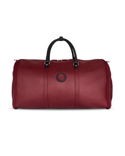 GLOBETROTTER - Full-grain Leather Weekender Garment Bag - Red/Black
