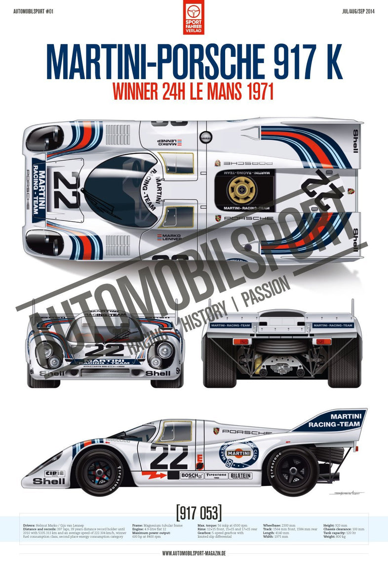 Poster AUTOMOBILSPORT #01 (2 sided) - Porsche 917K