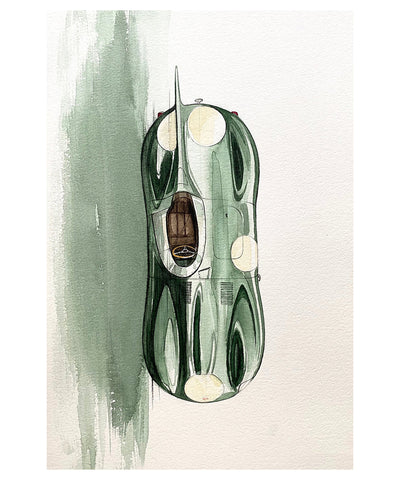 Jaguar D-Type Watercolour
