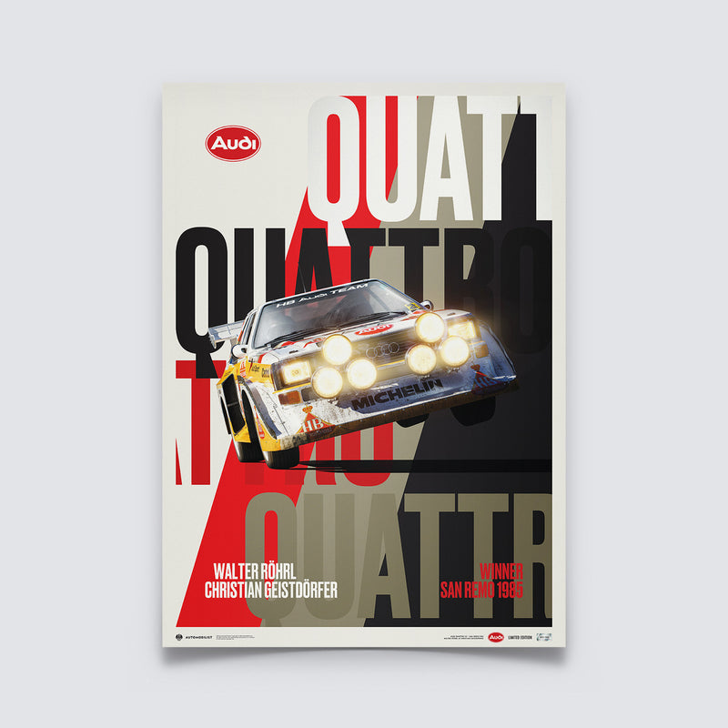 Audi Quattro S1 - Leap - Walter Rohrl & Christian Geistdorfer - San Remo 1985 | Limited Edition