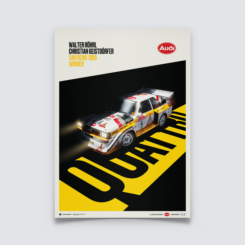 Audi Quattro S1 - Shadow - Walter Rohrl & Christian Geistdorfer - San Remo 1985 | Limited Edition