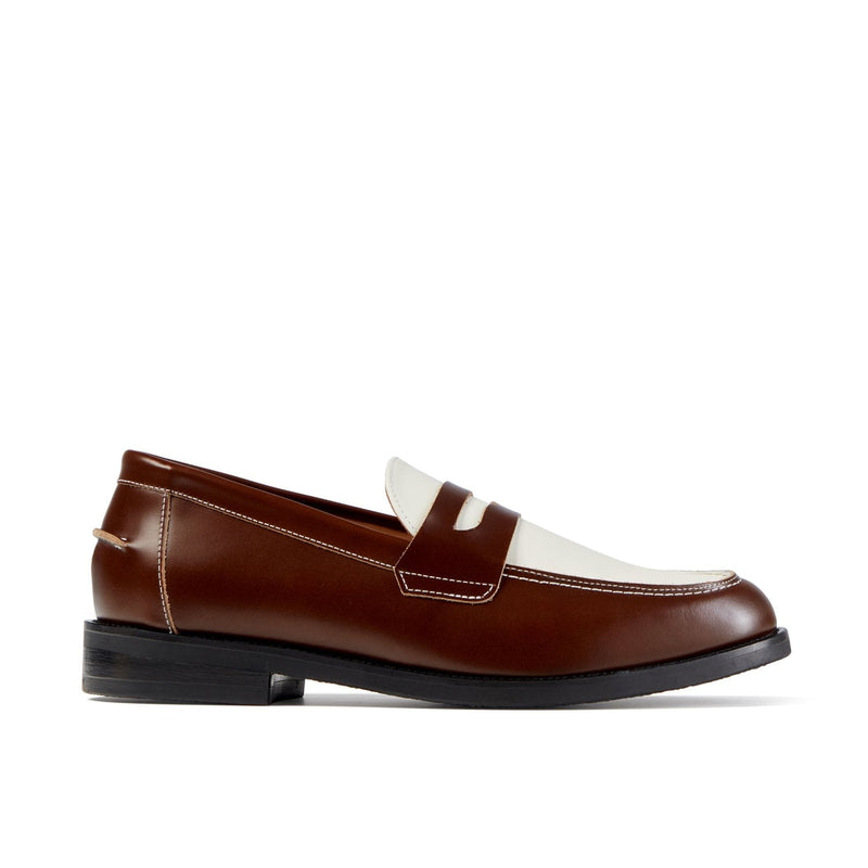 WILDE Chestnut X White Penny Loafer