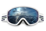 Freebirds white and retro ski goggles with sky lens