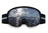Freebirds black and retro ski goggles with mirrored lens