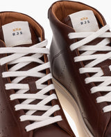 Burnished Brown Leather Racing Sneakers