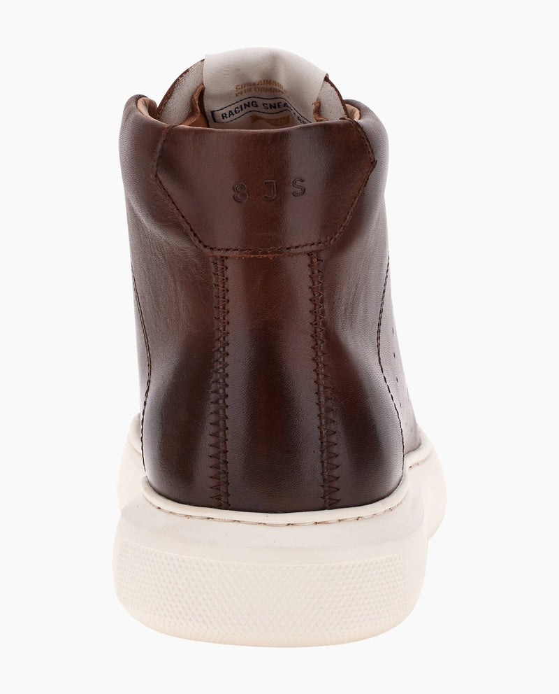 Burnished Brown Leather Racing Sneakers
