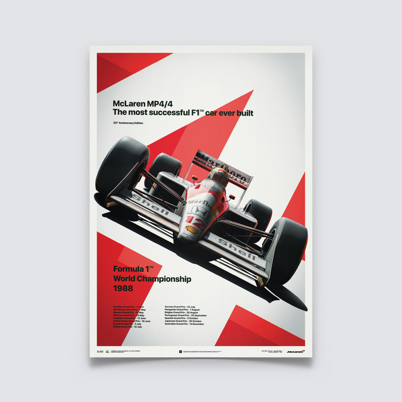 McLaren MP4/4 - Ayrton Senna - MP4/4 - San Marino GP - 1988 - Poster