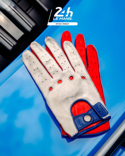 THE OUTLIERMAN gloves ARNAGE 24 Heures du Mans - Driving Gloves - Bianco Italia/Racing Red/Tour de France Blue