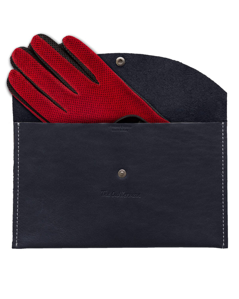 THE OUTLIERMAN gloves BAD ONE - Perforated Suede Driving Gloves - Red/Black