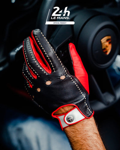 THE OUTLIERMAN gloves MULSANNE 24 Heures du Mans - Driving Gloves - Hyper Black/Racing Red/Bianco Italia