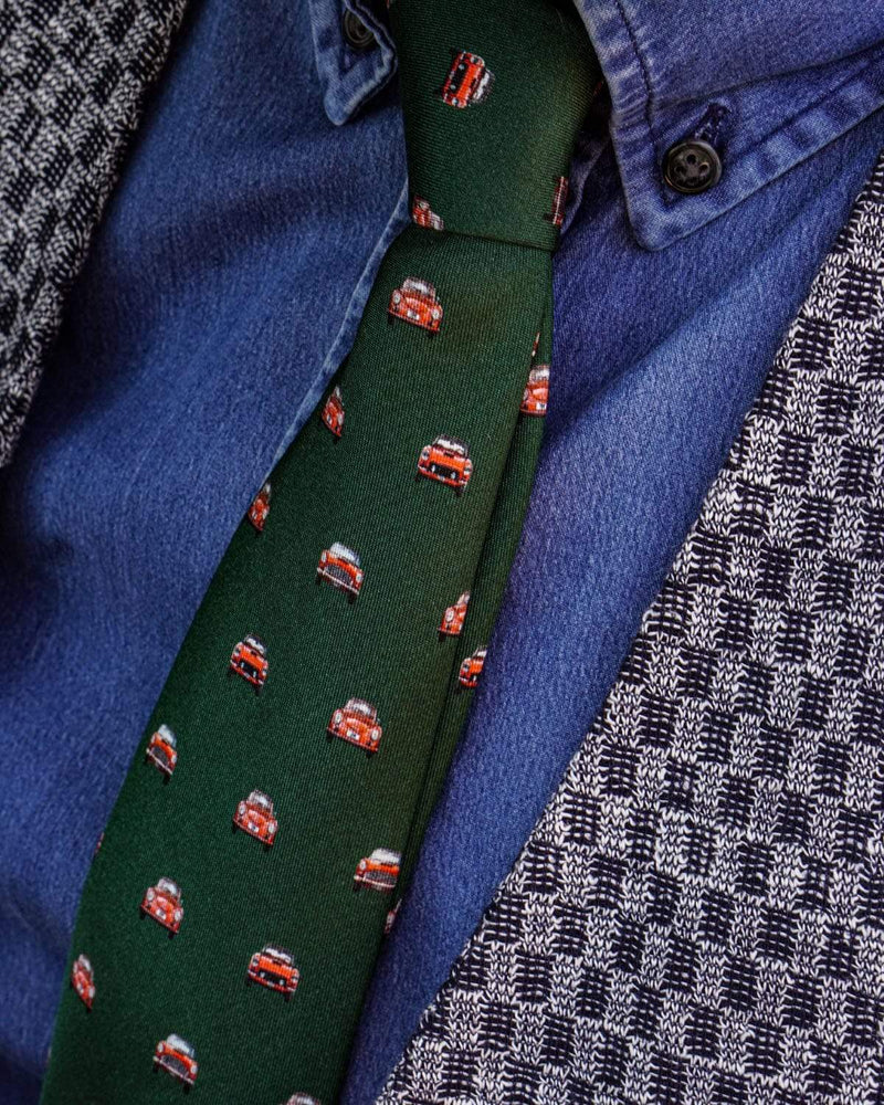 THE OUTLIERMAN ties VINTAGE RACE - Silk Tie - British Green/Red